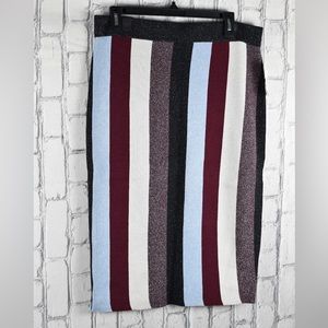 Macy’s INC concepts Glam Black Multicolor Metallic Pull-On Pencil Skirt Bling XL